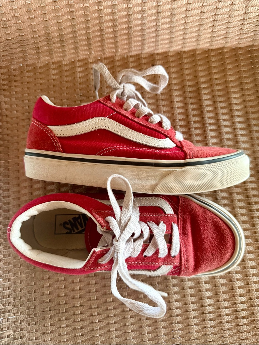 Vans Kids Old Skool Red & White Sneakers